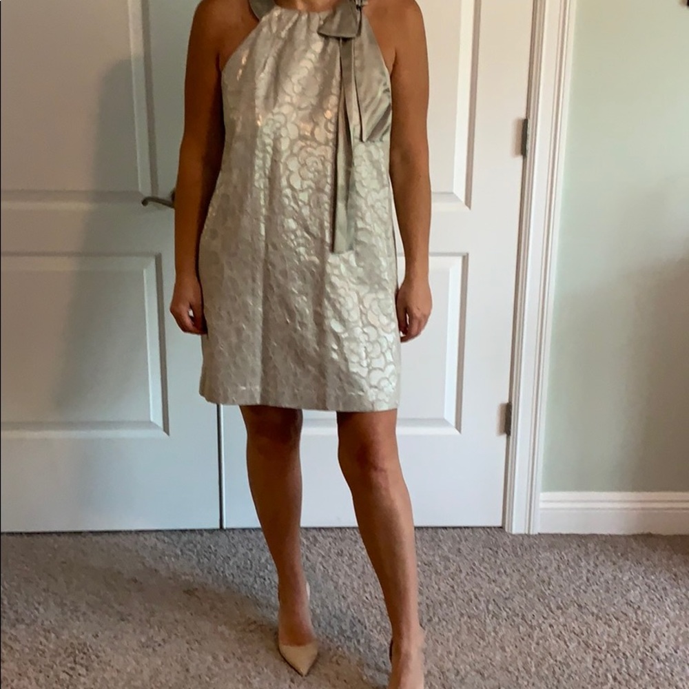 Flounce silver shift dress